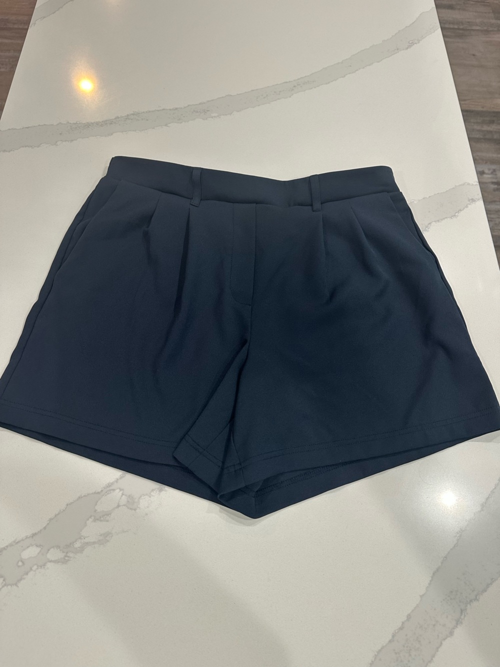 32 Degrees Navy High-Waist Pleated Women’s Shorts